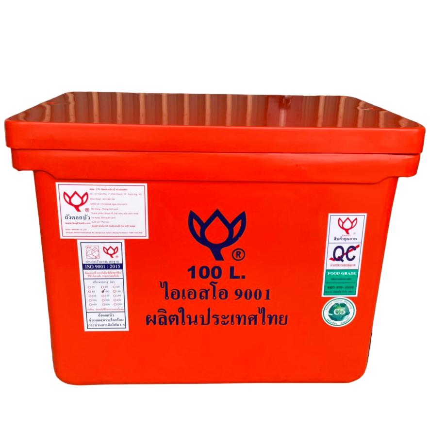 Thùng nhựa cách nhiệt Thái Lan 100L không chân - Thùng Nhựa Lê Vy Khanh - Công Ty TNHH MTV Lê Vy Khanh